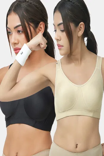 Buy Lady Lyka Soft Strechable Sports Bra (Pack of 2) - Multicolor